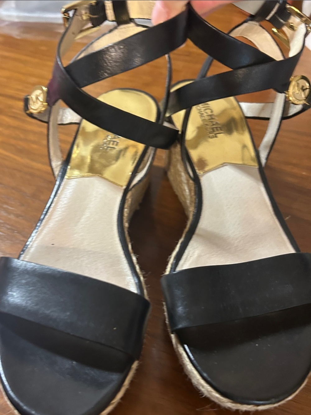 Michael Kors Black Espadrille Wedges EUC